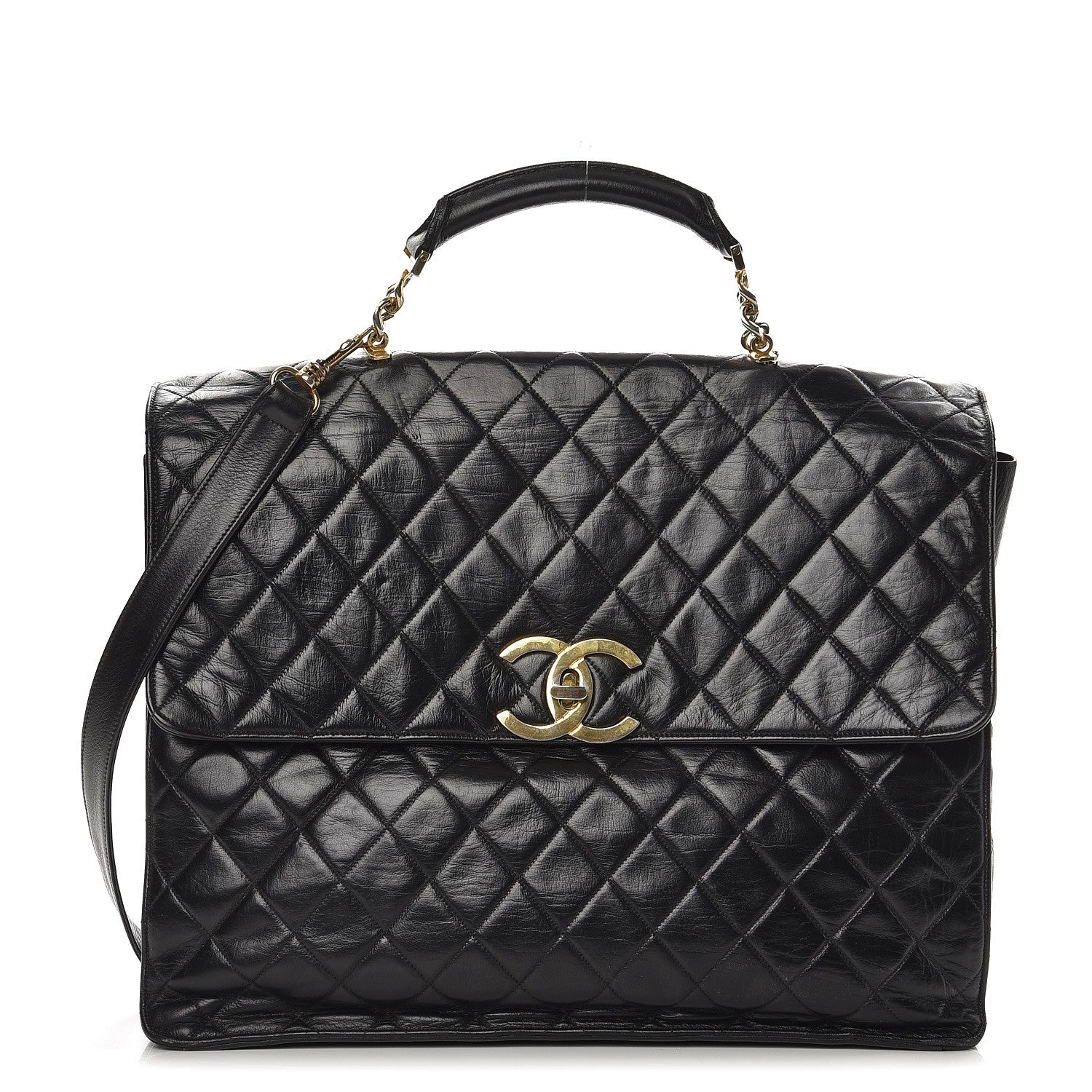 Chanel Lambskin Quilted Briefcase Laptop Bag Black 1 of 15