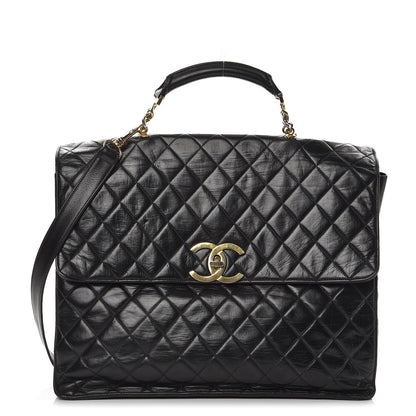 Chanel Lambskin Quilted Briefcase Laptop Bag Black 1 of 15
