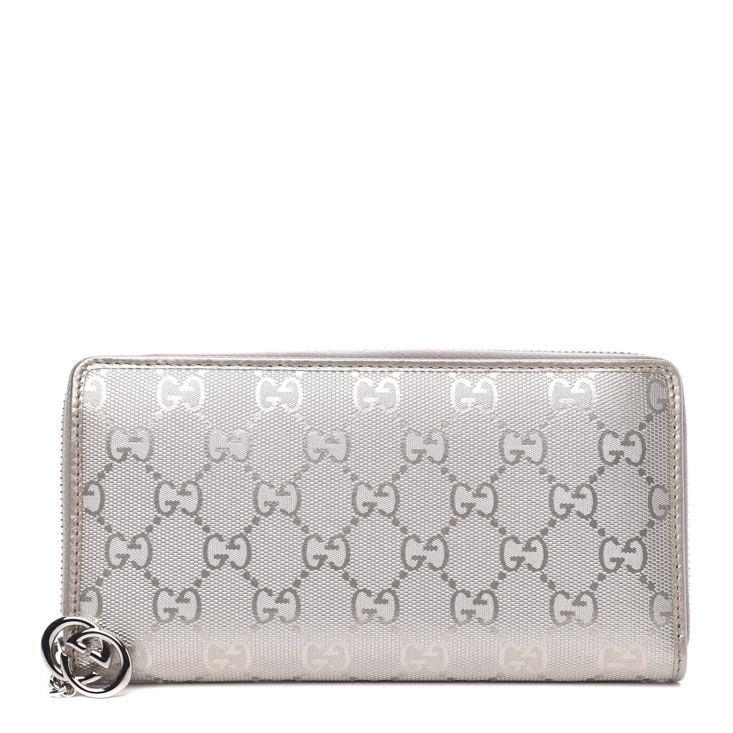 Gucci Imprime Monogram GG Pierce Zip Around Wallet Silver 1 of 10