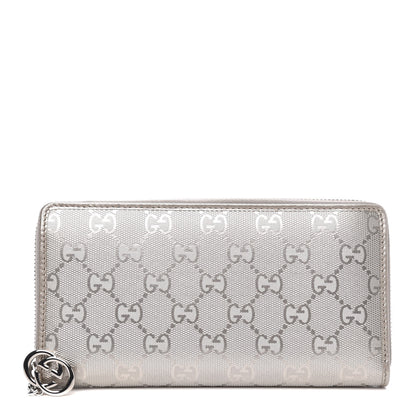 Gucci Imprime Monogram GG Pierce Zip Around Wallet Silver 1 of 10