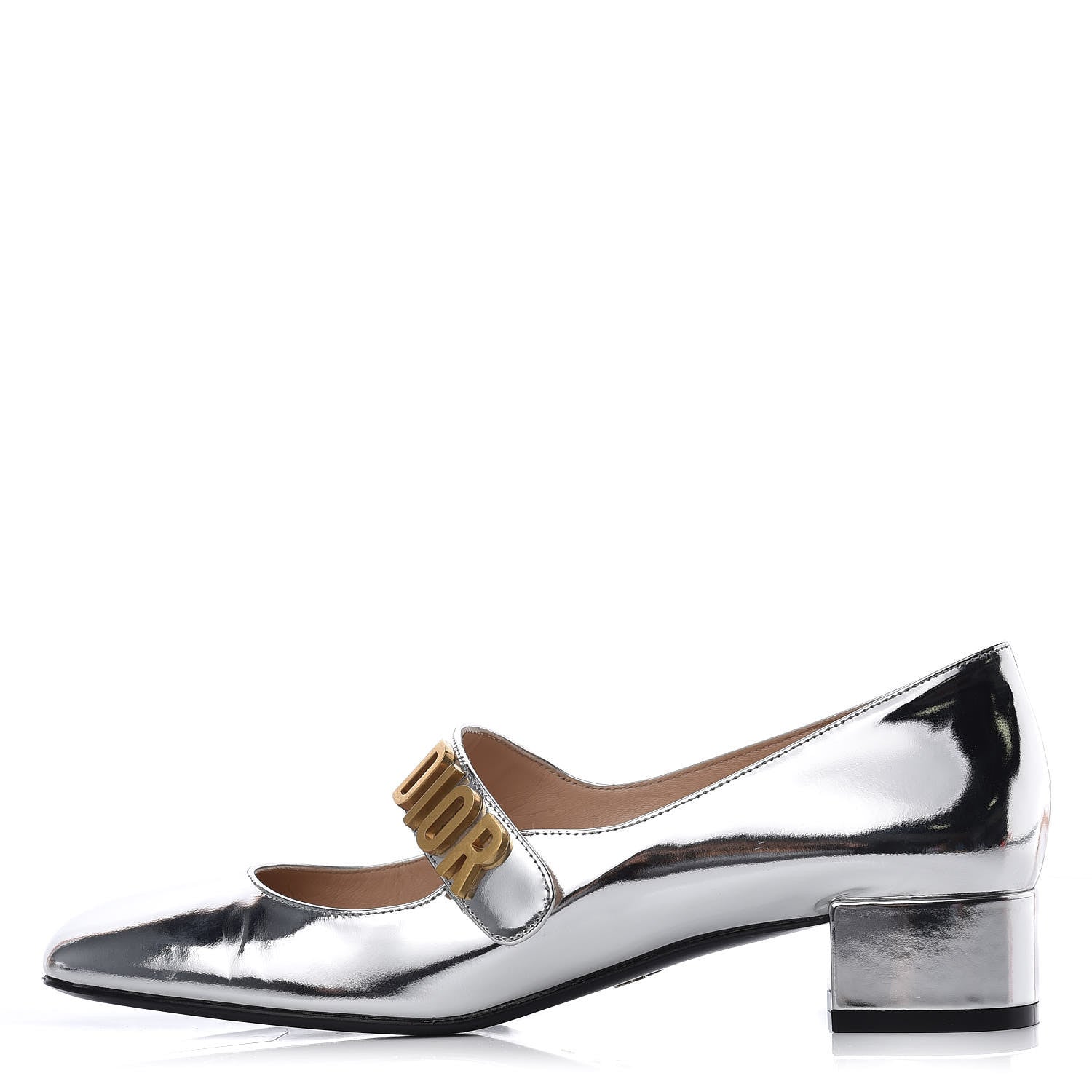 Christian Dior Mirror Finish Calfskin Baby-D Ballet Pumps 38 Silver 1 of 9