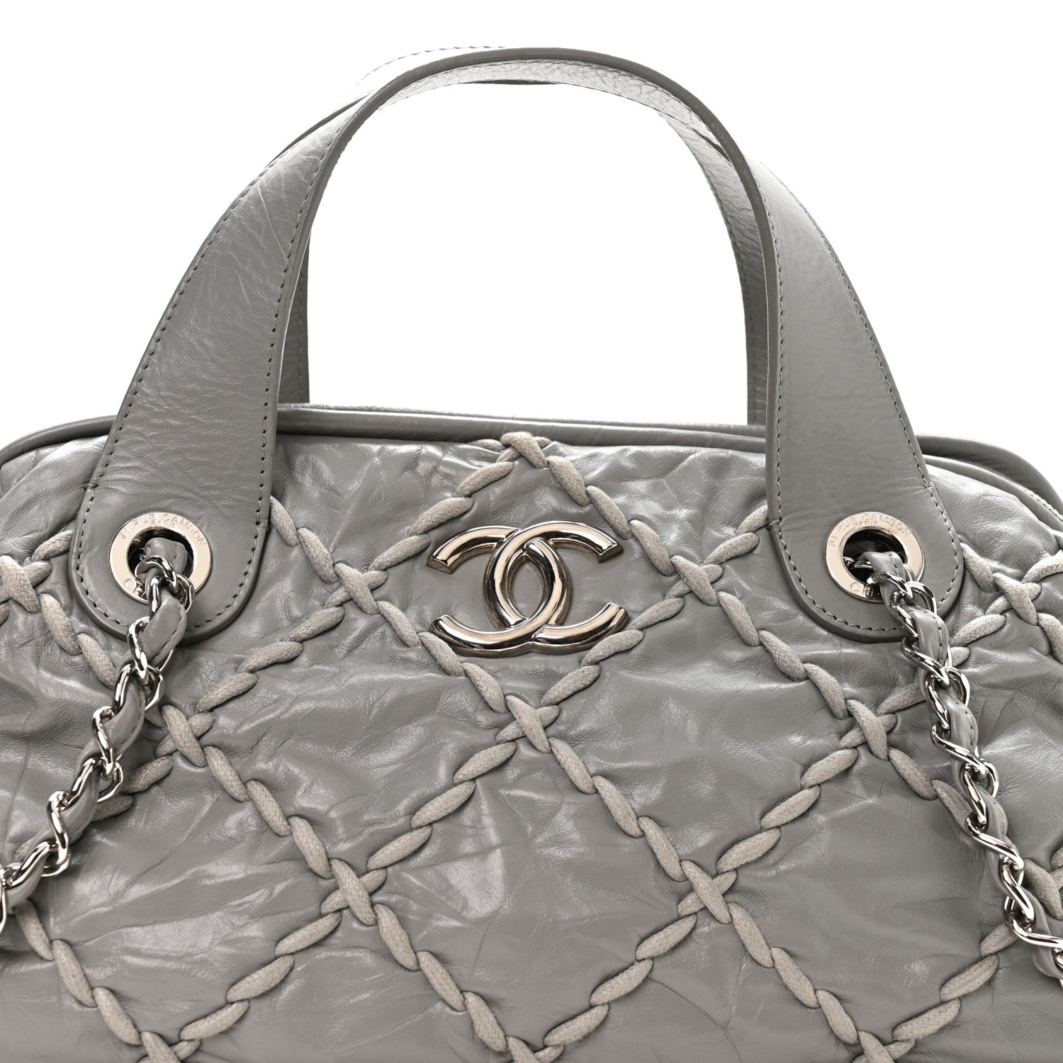 Chanel Calfskin Ultra Stitch Bowler Grey 8 of 11