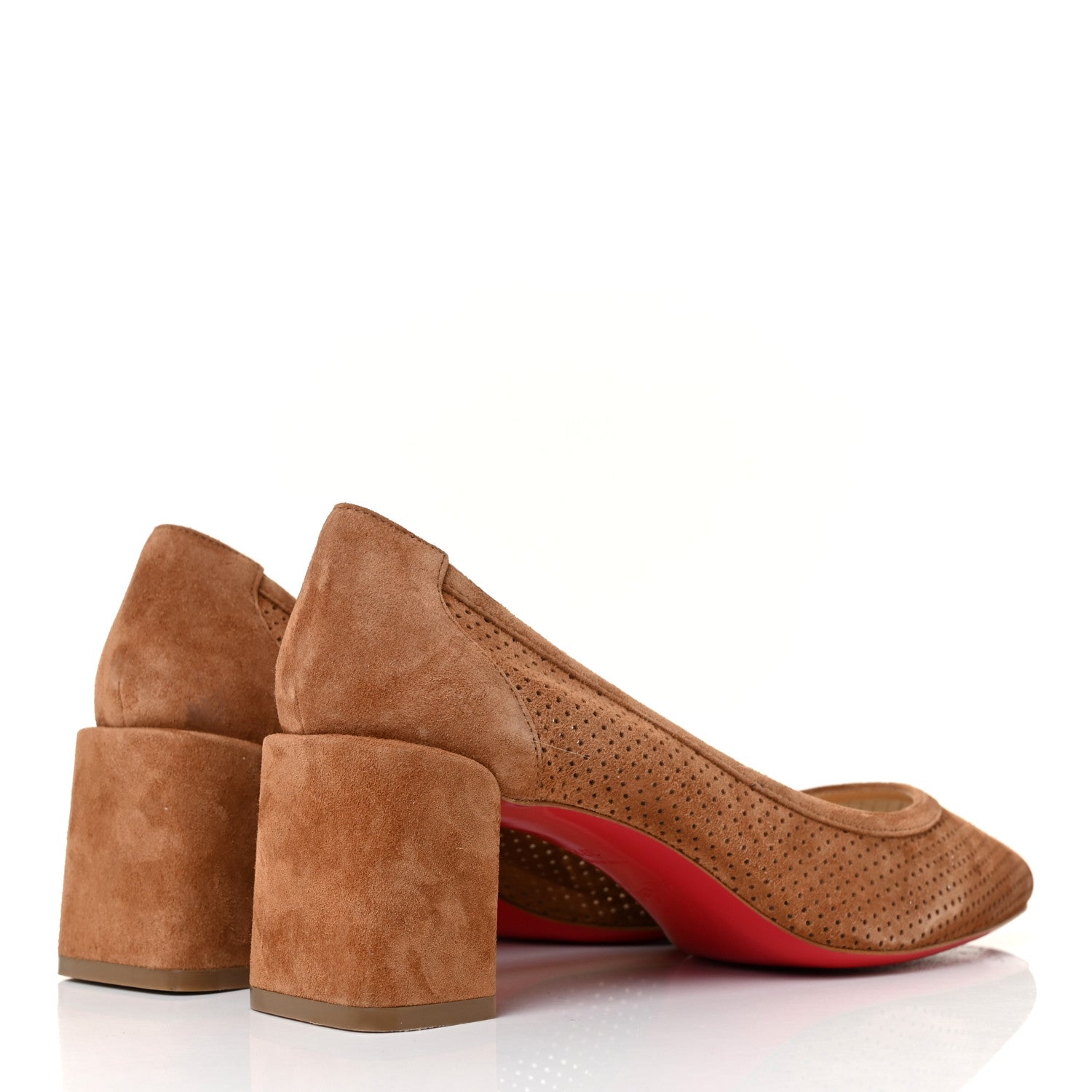 Christian Louboutin Suede Perforated Incastrana 55 Pumps 37.5 Tan 4 of 9
