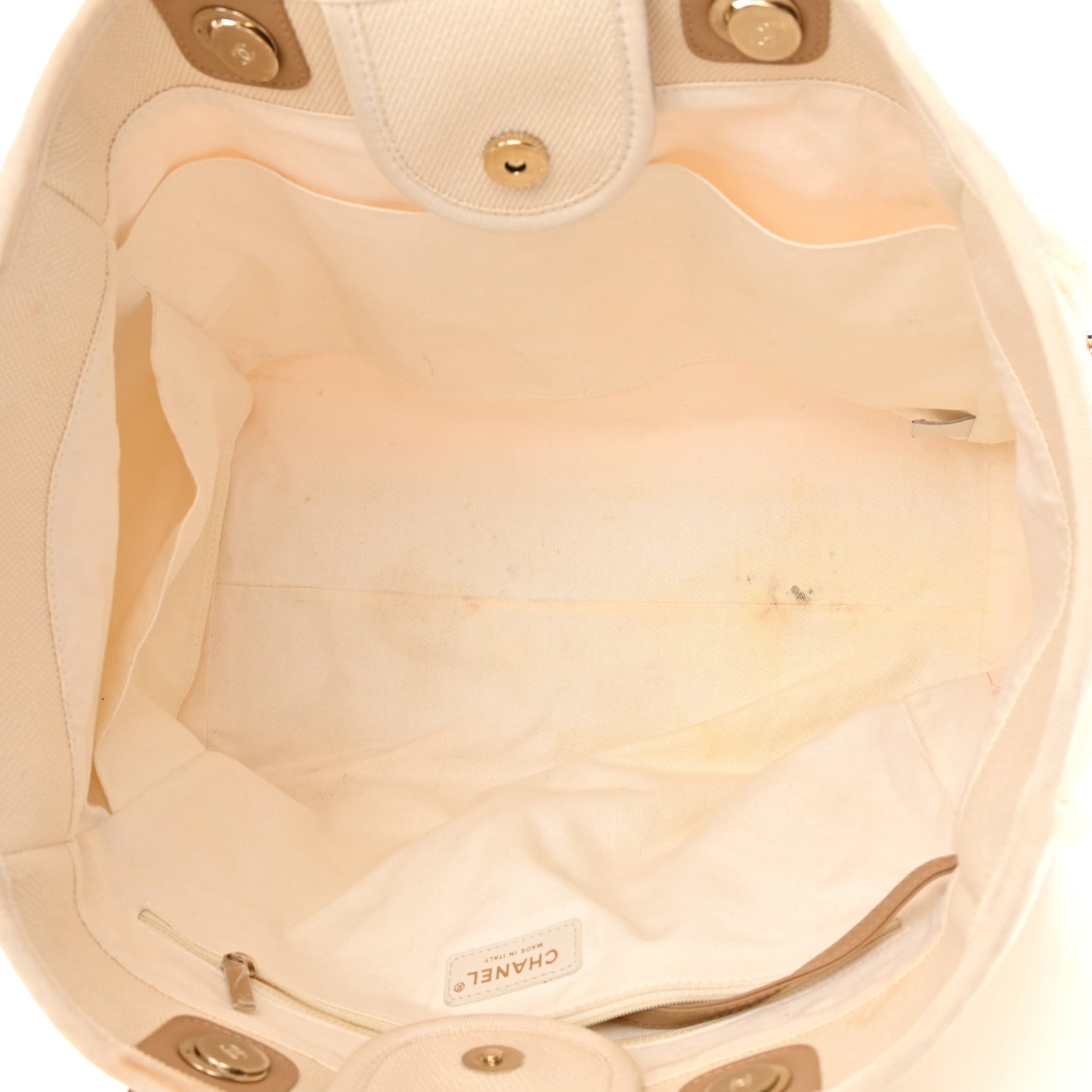 Canvas Pearl Medium Deauville Tote Ecru Beige