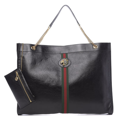 Gucci Calfskin Maxi Rajah Chain Tote Black 1 of 13