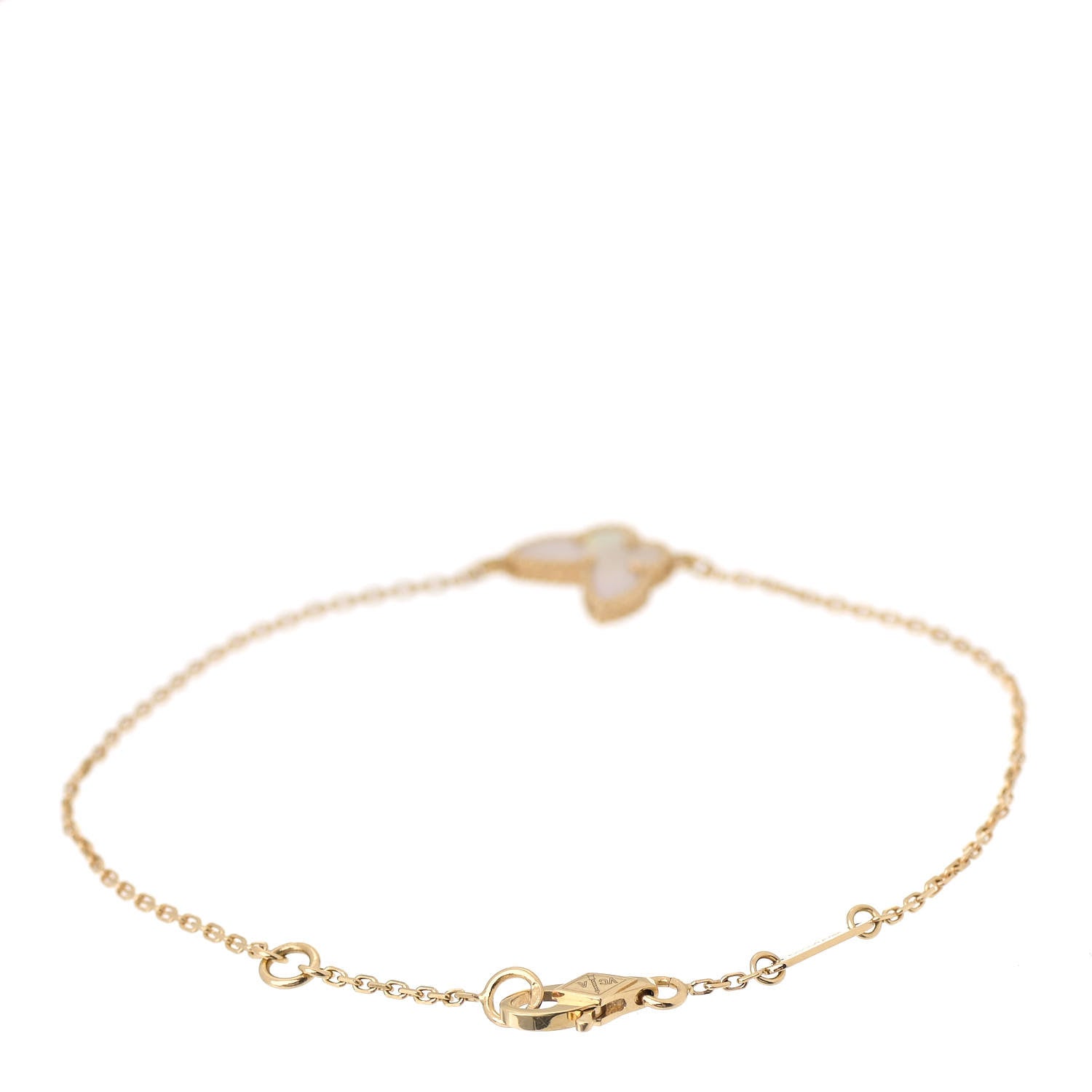Van Cleef & Arpels 18K Yellow Gold Mother of Pearl Sweet Alhambra Butterfly Bracelet 3 of 7