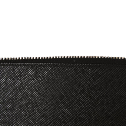 Prada Saffiano Large Zip Around Travel Wallet Black 6 of 6