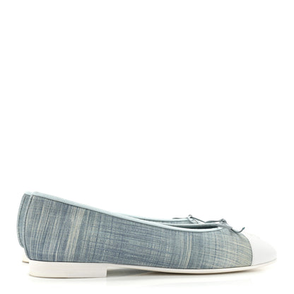 Chanel Denim Lambskin CC Cap Toe Ballerina Flats 41 Light Blue 4 of 12