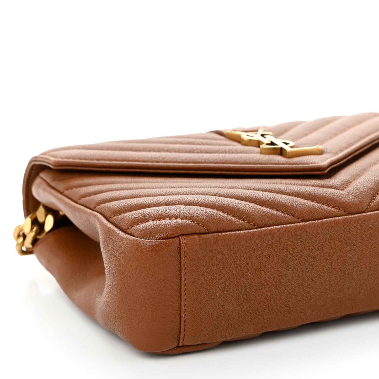Calfskin Matelasse Chevron Monogram Medium College Bag Brick