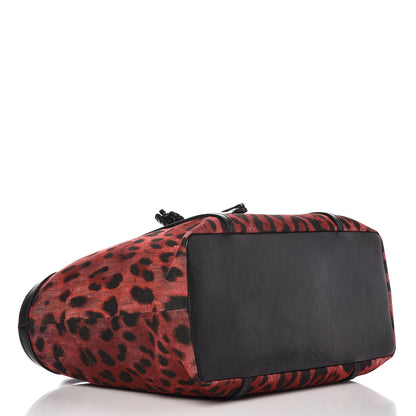 Dolce & Gabbana Denim Leopard Print Shopping Tote Red 4 of 8