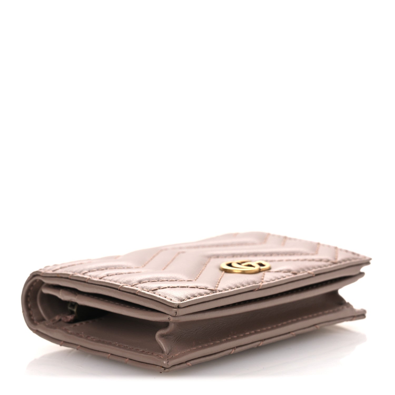Gucci Calfskin Matelasse GG Marmont Card Case Wallet Porcelain Rose 4 of 9