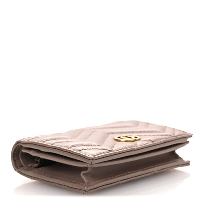 Gucci Calfskin Matelasse GG Marmont Card Case Wallet Porcelain Rose 4 of 9