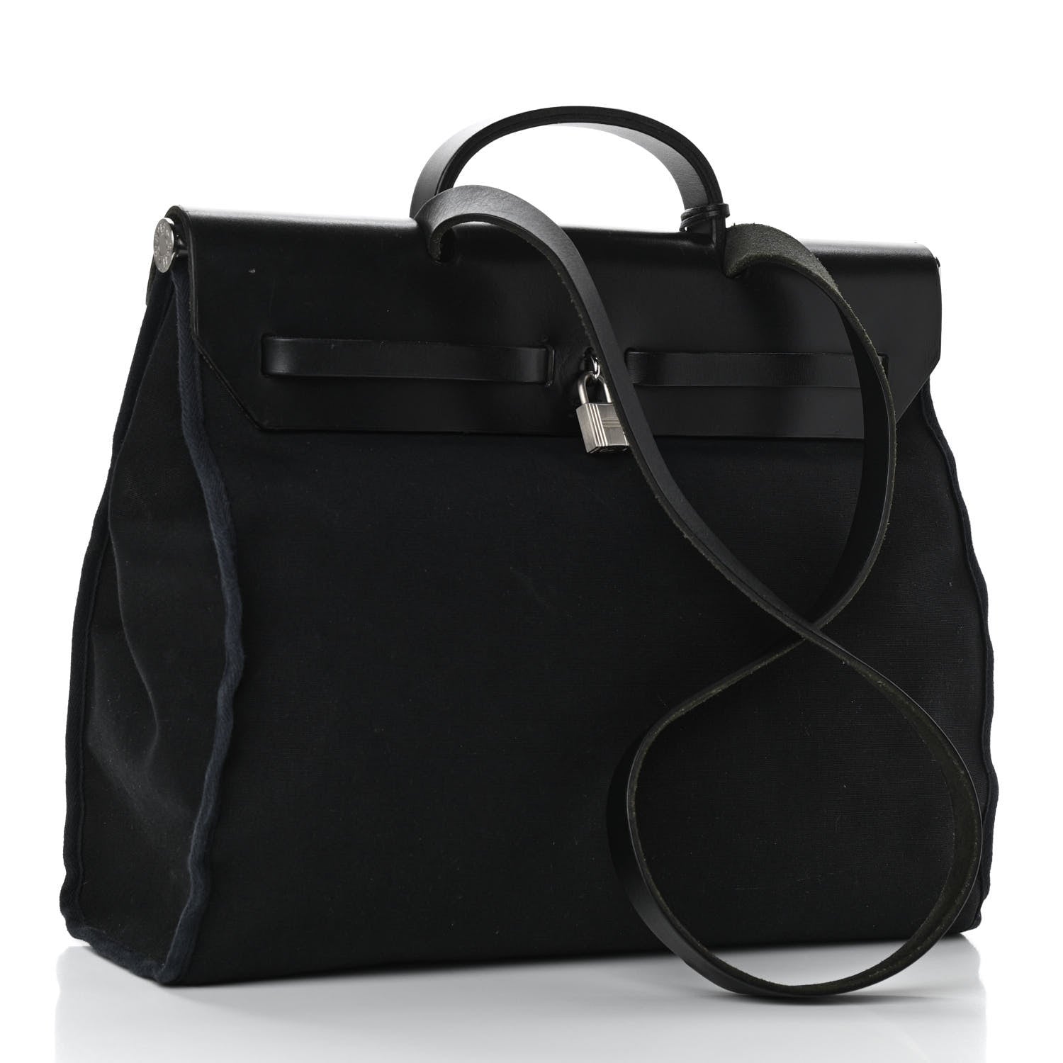 Hermes Toile Vache Calfskin Herbag 39 MM Black 3 of 11