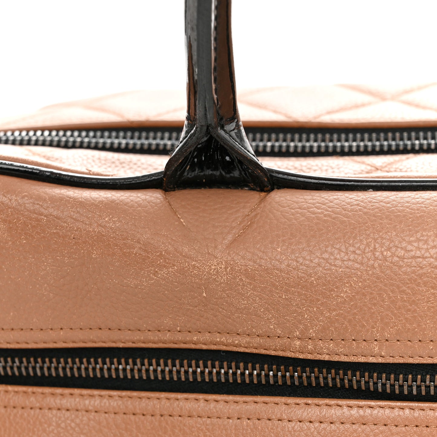 Calfskin Quilted Large Bowler Beige Black