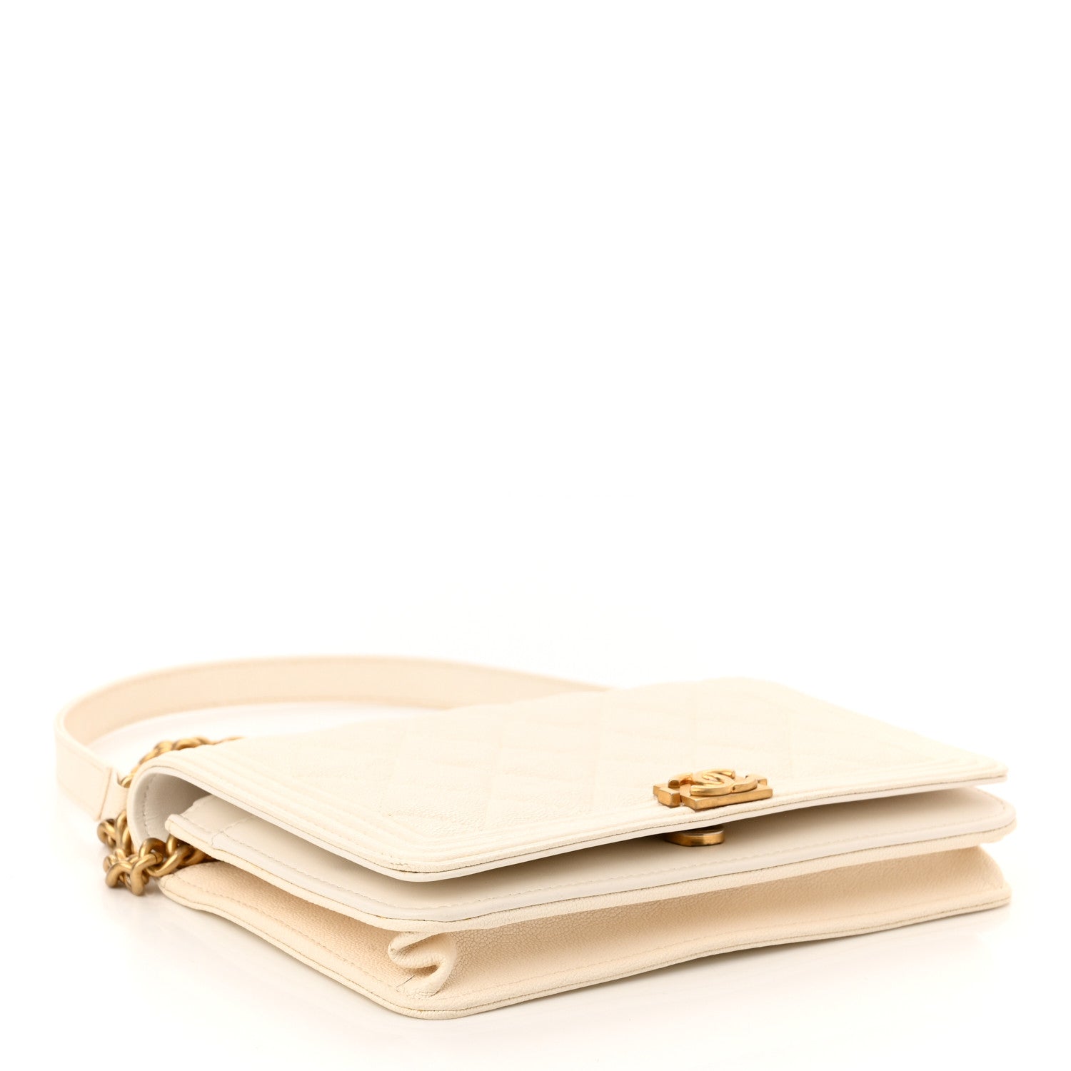 Chanel Caviar Quilted Boy Wallet On Chain WOC White 4 of 12