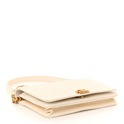 Chanel Caviar Quilted Boy Wallet On Chain WOC White 4 of 12