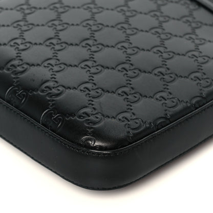 Gucci Guccissima Signature Medium Flat Messenger Bag Black 12 of 12