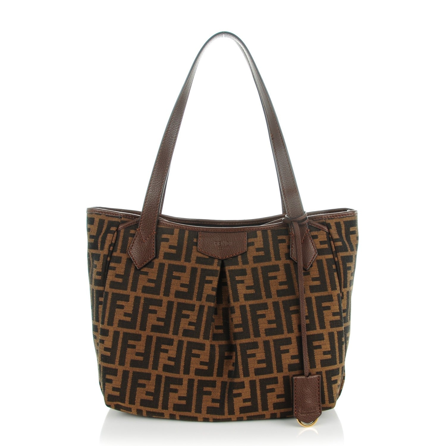 Fendi Zucca Vitello Artic Medium Shopping Tote Tobacco Castagna 1 of 8