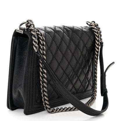 Chanel Calfskin Embossed Stitch Large Boy Flap Black 3 of 10
