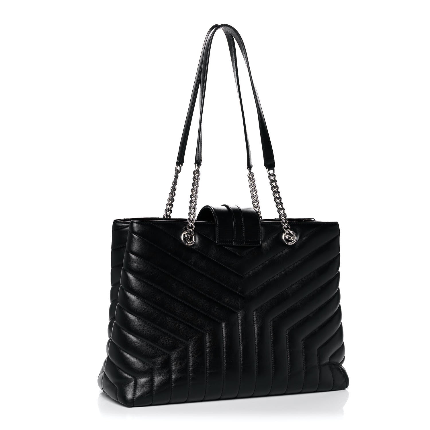 Saint Laurent Calfskin Y Quilted Monogram Large Loulou Shopper Black 3 of 13