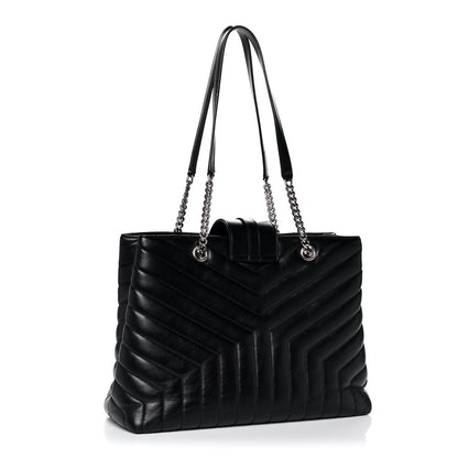 Saint Laurent Calfskin Y Quilted Monogram Large Loulou Shopper Black 3 of 13