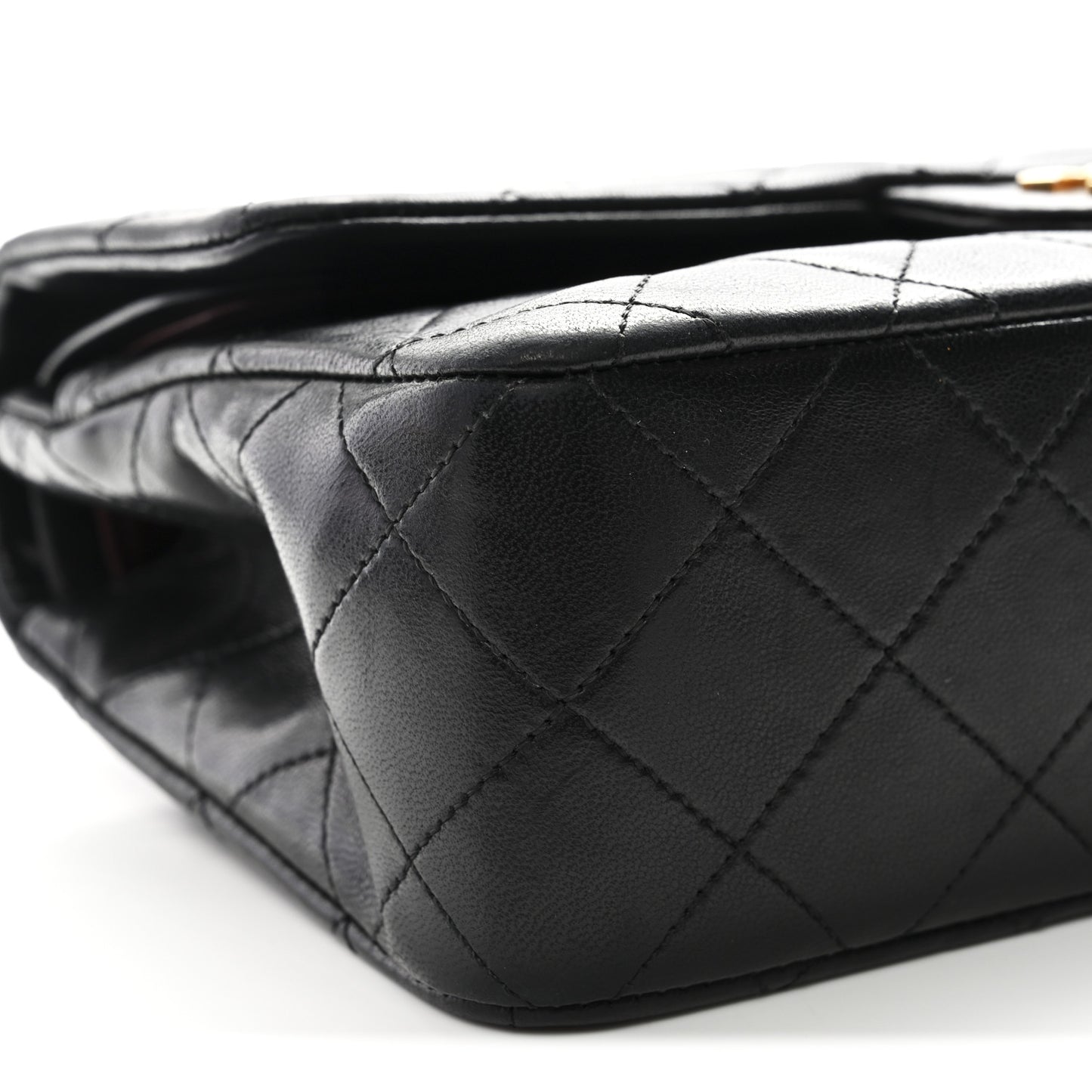 Lambskin Quilted Small Double Flap Black