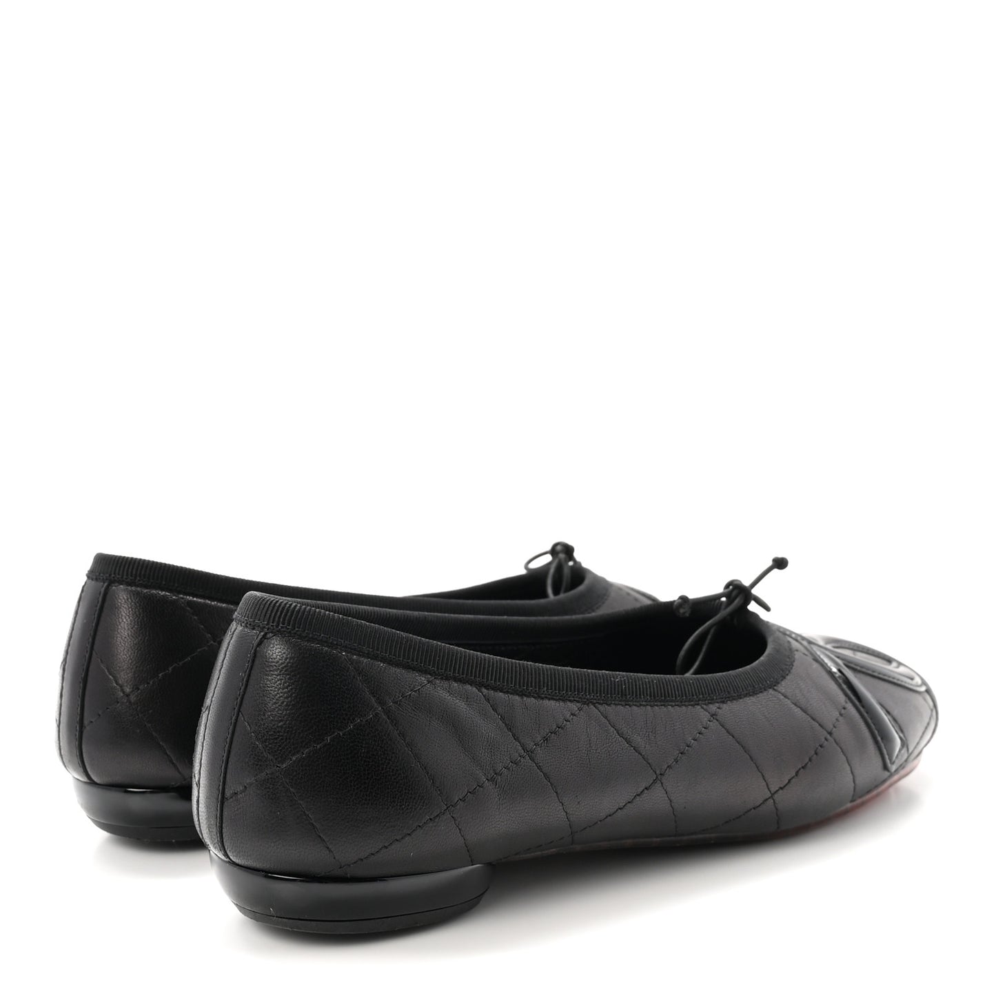 Lambskin Quilted Cambon Ballerina Flats 36 Black