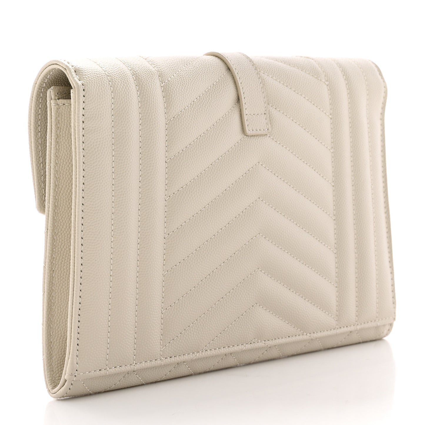 Grain De Poudre Textured Mixed Matelasse Triquilt Monogram Clutch Blanc Vintage