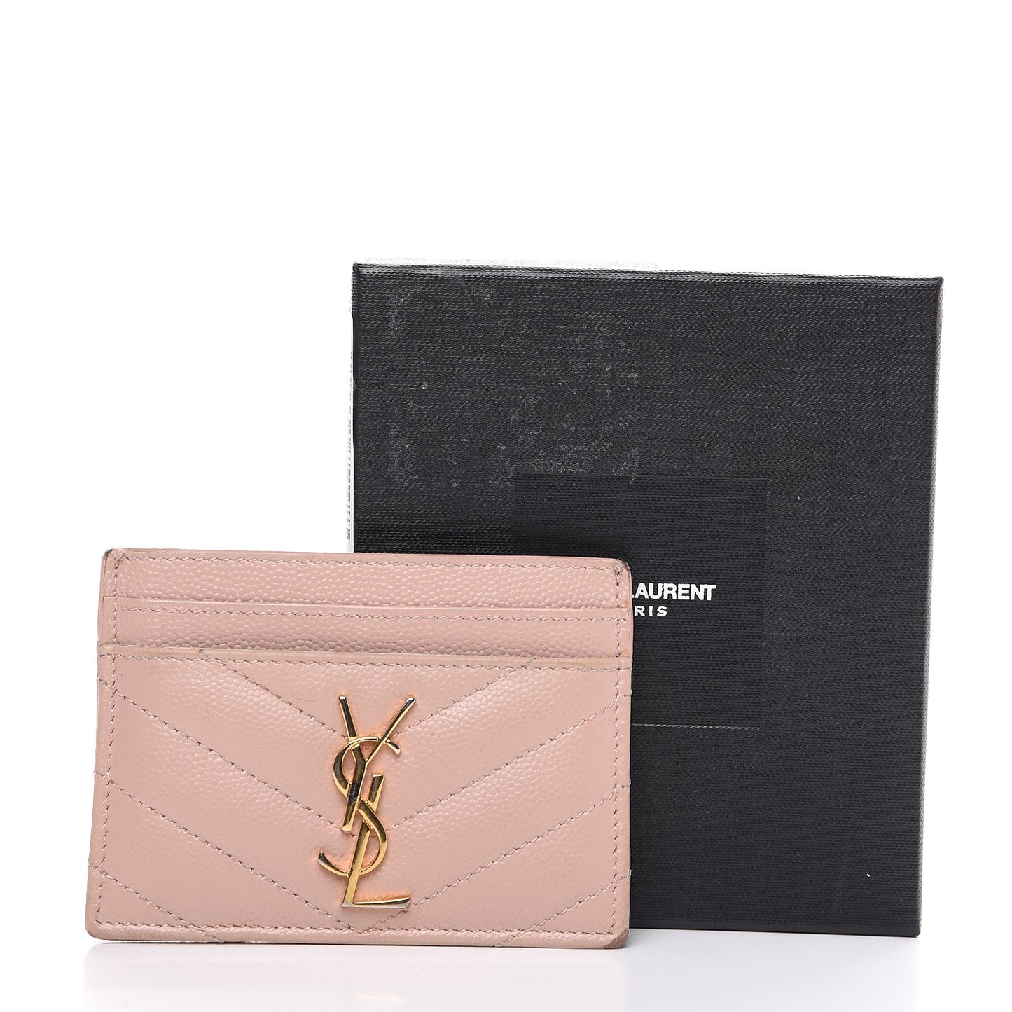 Grain De Poudre Matelasse Chevron Monogram Credit Card Case Pale Pink