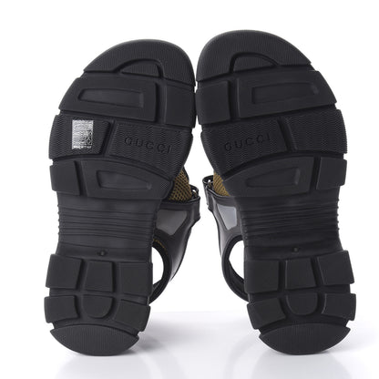 Gucci X SEGA Nappa Mesh Mens Aguru Sandals 9 Loess Black 5 of 9