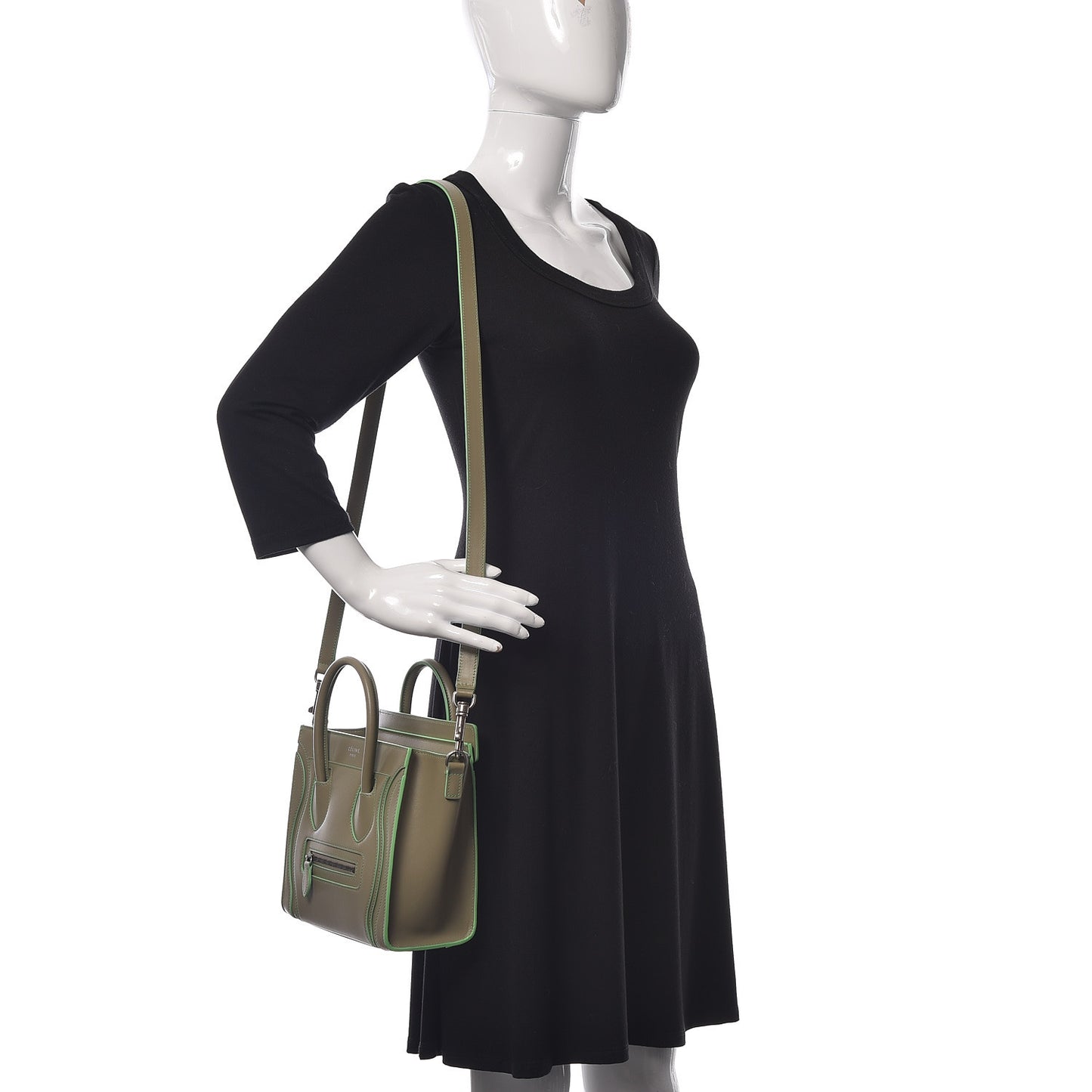 Satin Calfskin Nano Debossed Luggage Light Khaki