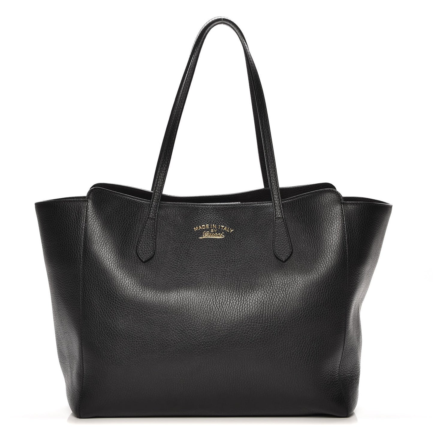 Pebbled Calfskin Medium Swing Tote Black