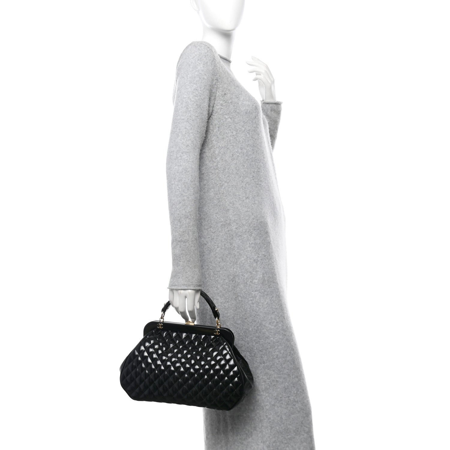 Chanel Glazed Calfskin Quilted Small Mademoiselle Frame Bag Black 2 of 10
