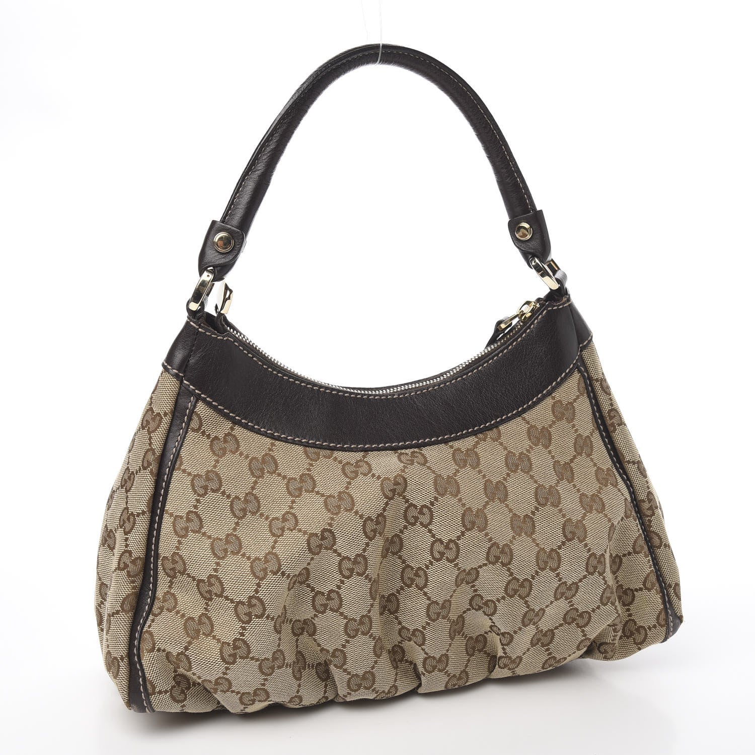 Gucci Monogram Medium D Gold Ring Hobo Dark Brown 2 of 8