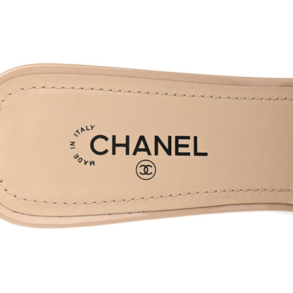Chanel Patent CC Mules 38.5 Beige Black 7 of 9
