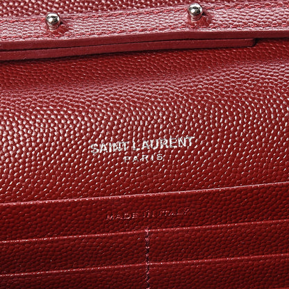 Saint Laurent Grain De Poudre Matelasse Chevron Monogram Chain Wallet Palissandre 6 of 9