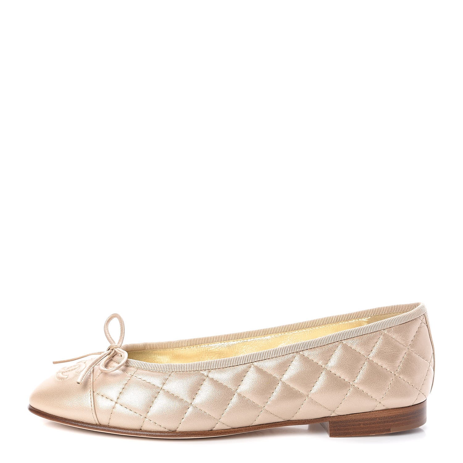 Chanel Lambskin Quilted Cap Toe Ballerina Flats 38 Beige 1 of 8