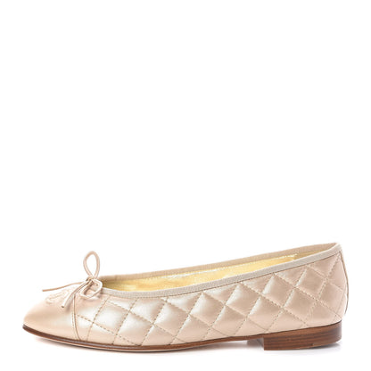 Chanel Lambskin Quilted Cap Toe Ballerina Flats 38 Beige 1 of 8