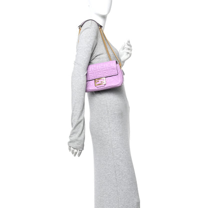 Fendi Nappa FF Embossed Small Midi Chain Baguette Violetta 2 of 15