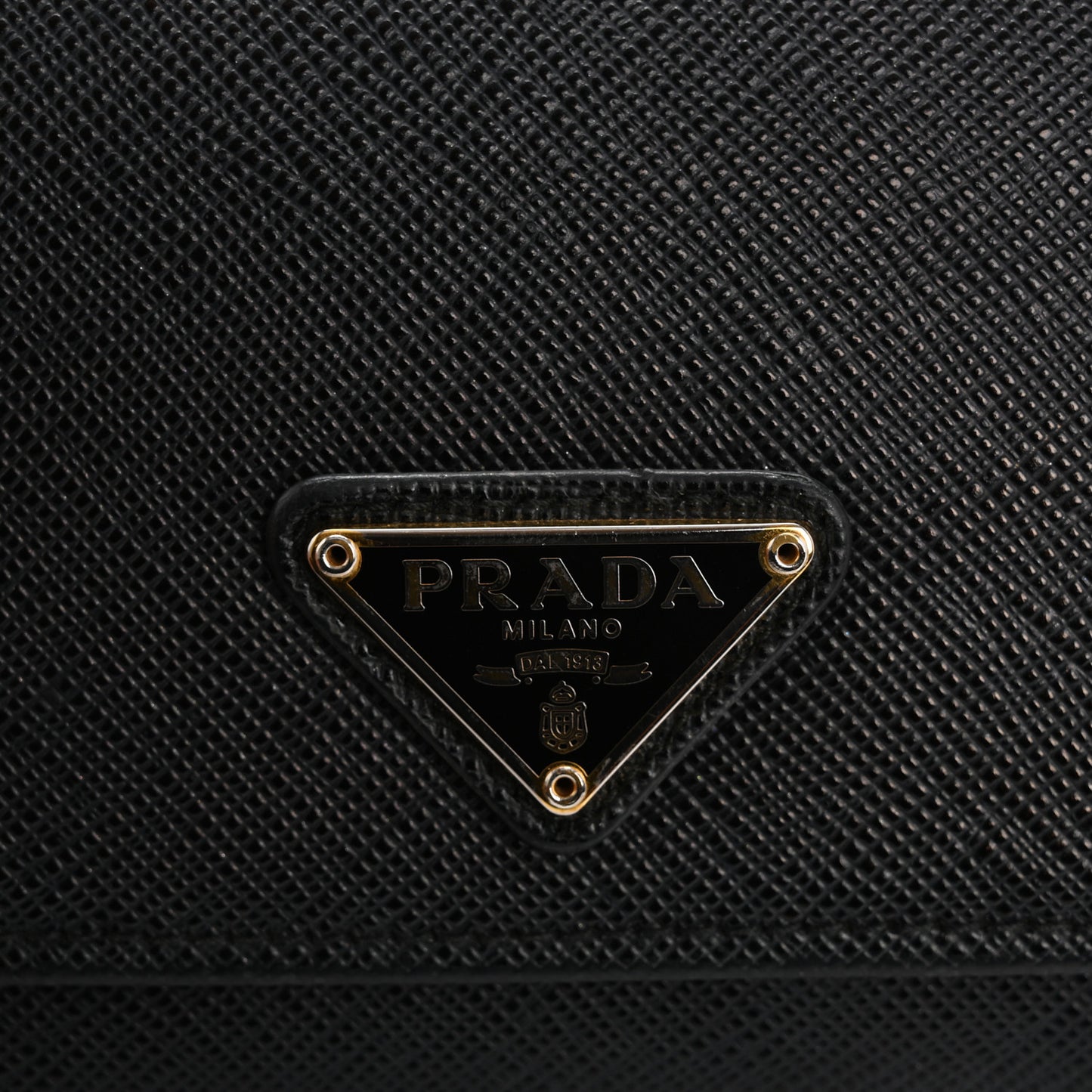 Saffiano Triangle Logo Continental Flap Travel Wallet Black