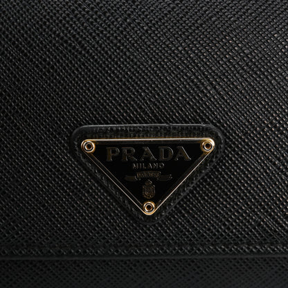 Prada Saffiano Triangle Logo Continental Flap Travel Wallet Black 8 of 16