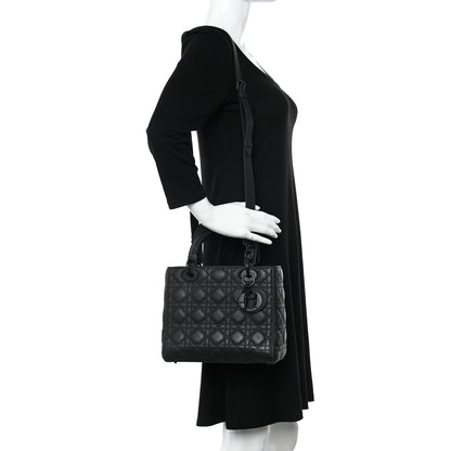 Christian Dior Ultra Matte Calfskin Cannage Medium Lady Dior Black 4 of 14