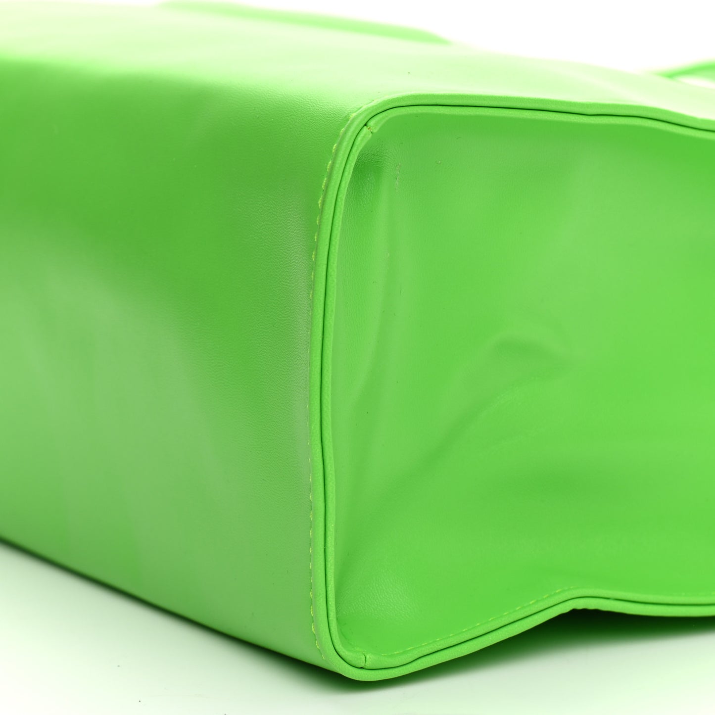 Vegan Leather Medium Shopping Bag Highlighter Green