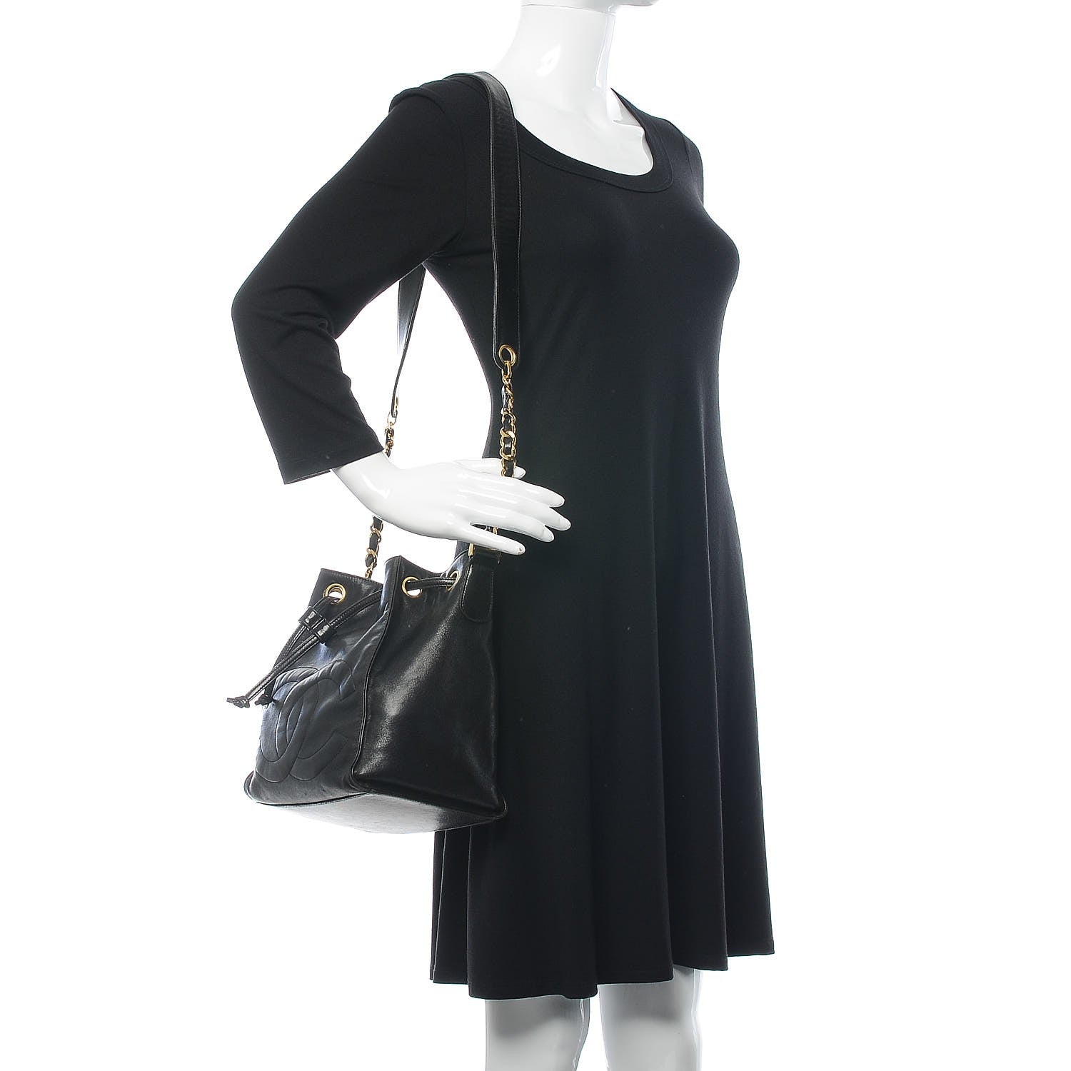 Chanel Lambskin CC Drawstring Shoulder Bag Black 2 of 11