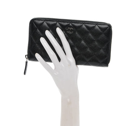 Chanel Caviar Quilted Large Gusset Zip Around Wallet Black 2 of 8