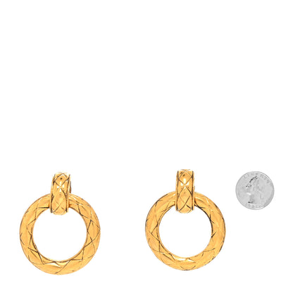 Chanel Quilted Hoop Clip On Earrings Gold 2 of 4