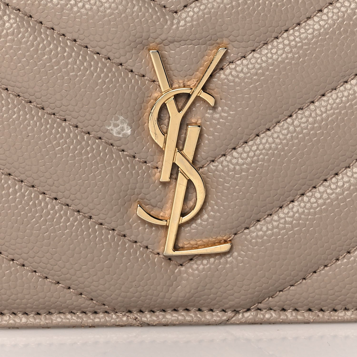 Saint Laurent Monogram Grain de Poudre 5 Fragments Zip Pouch Card Holder Dark Beige 8 of 8
