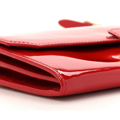 Miu Miu Vernice Madras Wallet On Chain Rosso 10 of 14