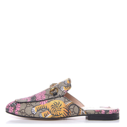 Gucci GG Supreme Monogram Bengal Womens Princetown Slippers 36 Beige Crop Pink 1 of 9