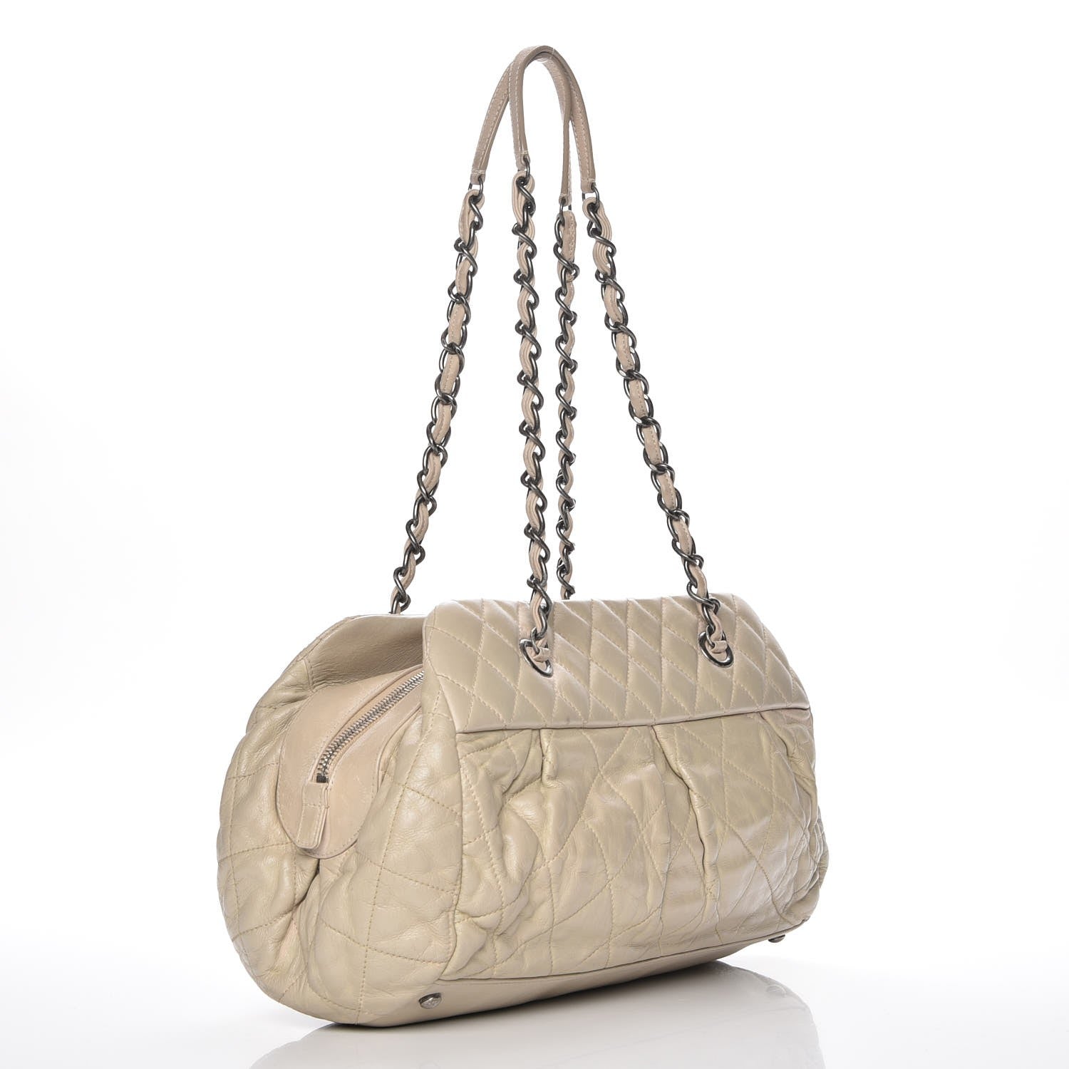 Chanel Iridescent Calfskin Chic Quilt Bowling Bag Beige 3 of 8